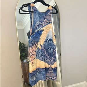 Blue and Yellow Snake Print Dress